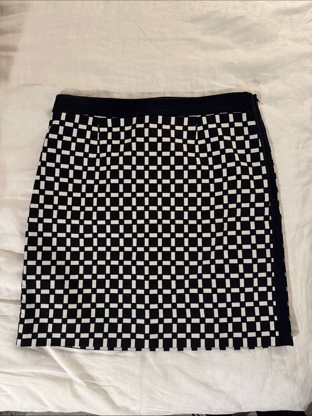 WHBM Black and White Checkerboard Mini Skirt
